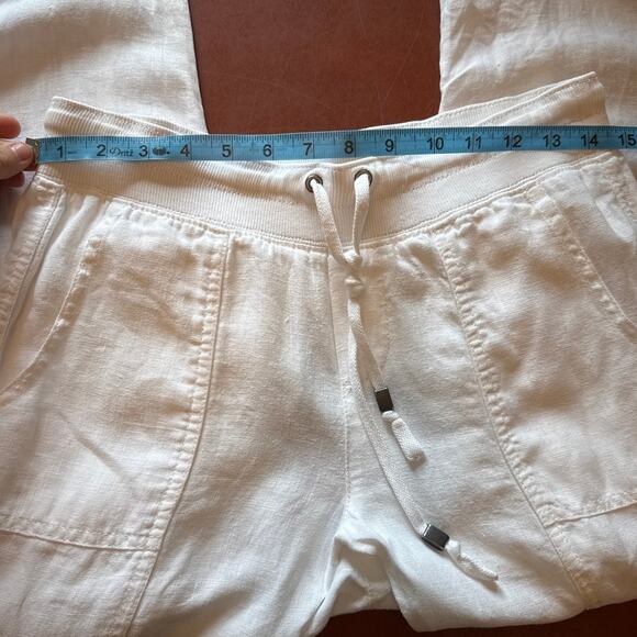 Athleta White Linen Joggers Size 2 Cargo Pockets Spring 2015 EUC - Picture 5 of 8
